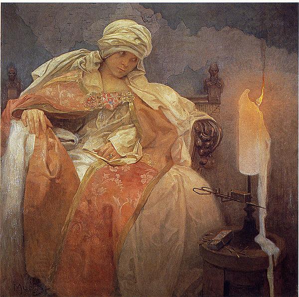 Alfons Mucha Woman With a Burning Candle China oil painting art